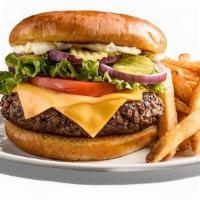 Dream Burger · A 1/2 lb. of USDA-certified beef topped with lettuce, tomato, red onions, dill pickles & Ame...