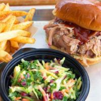 Pulled Pork (Sandwich) · Gluten free. Smoked low and slow.