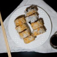 Spicy Krab Roll · Scallion, spicy mayo, masago, topped with sesame seeds