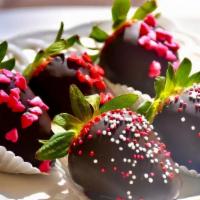 Chocolate Covered Strawberry Single · Chocolate covered strawberries with dark chocolate or white chocolate