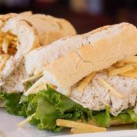 Chicken Salad Sandwich · Homemade chicken salad, lettuce and string potatoes served on freshly baked 6