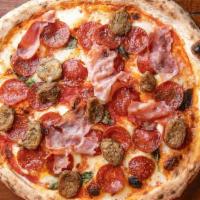 Meat Lovers Pizza · San Marzano tomato sauce, fior di latte mozzarella, sausage, pepperoni, and ham.