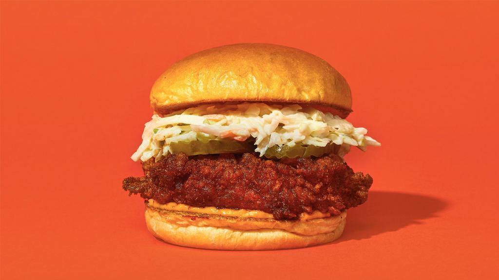 Nashville Hot · Our signature fried chicken made spicy and served on a toasted bun, topped with coleslaw, and spicy mayonnaise.