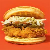 Fried Chicken And Waffle Sandwich · Our signature fried chicken served on a buttermilk waffle and topped with coleslaw, pickles,...