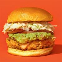Southwestern · Our signature fried chicken served on a toasted bun and topped with pepper jack cheese, shre...