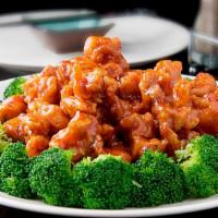 General Tso'S Chicken · Spicy. Crispy chicken chunks sautéed w. special hot brown sauce & served in steamed fresh br...
