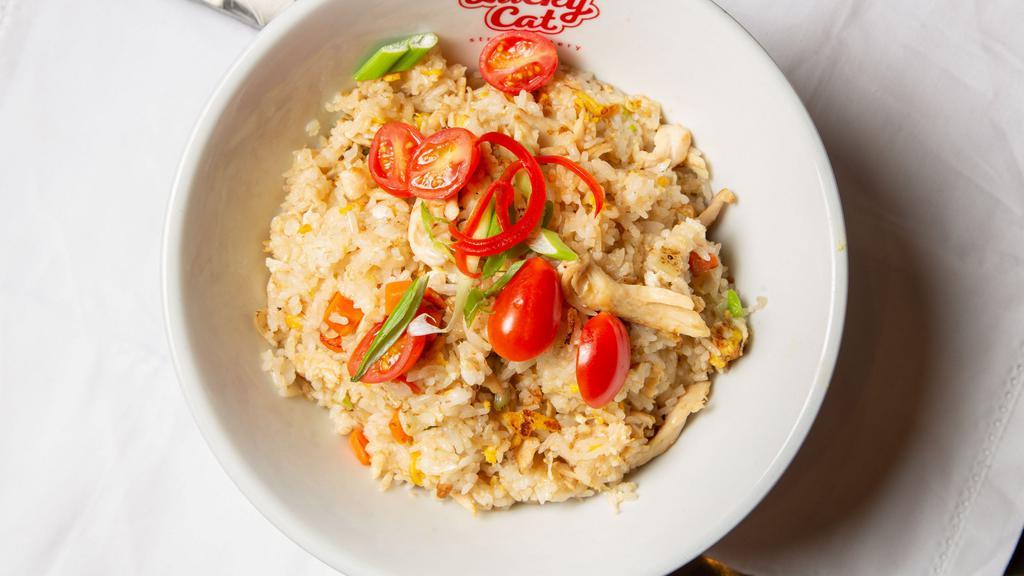 Fried Rice · Choice of meat: Chicken, Beef, Shrimp. Stir-fried with egg, scallion, onion, carrot, pea, tomato.