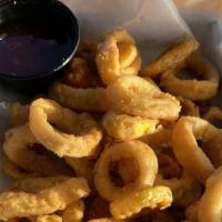 Calamari · Served with banana peppers and sweet-n-spicy chili sauce.