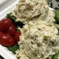 Sherry'S Chicken Salad On A Bed Of Greens · Get the best of both worlds! Add two scoops of Sherry’s Chicken Salad on a bed of mixed gree...
