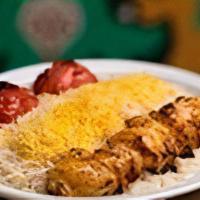 Joojeh Large Plate · 1 Skewer of Joojeh Kabob (Marinated Chicken Skewer). Served with your choice of Grain or Sal...