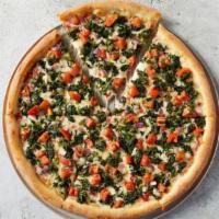 Whole Ny Spinach And Tomato  Pizza · A vegetarian's dream come true. Our Spinach and Tomato New York Style Pizza is loaded with t...