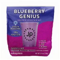 Jp Genius Blueberry Protein Smoothie Ready To Blend (16 Oz) · Frozen blueberries, plant protein, almond extract, banana, flax fiber, chicory root fiber, s...