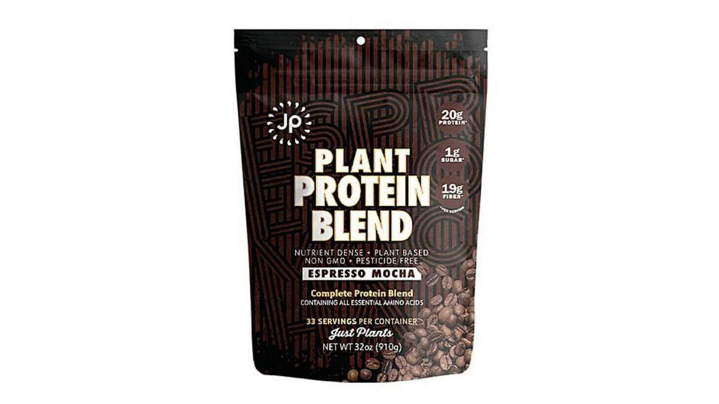 Jp Espresso Protein Powder (11 Oz) · Our signature plant protein blend with a delicious espresso mocha flavor. 20g protein, 19g fiber, only 1g sugar! Blend with water or plant milk for a quick protein shake!