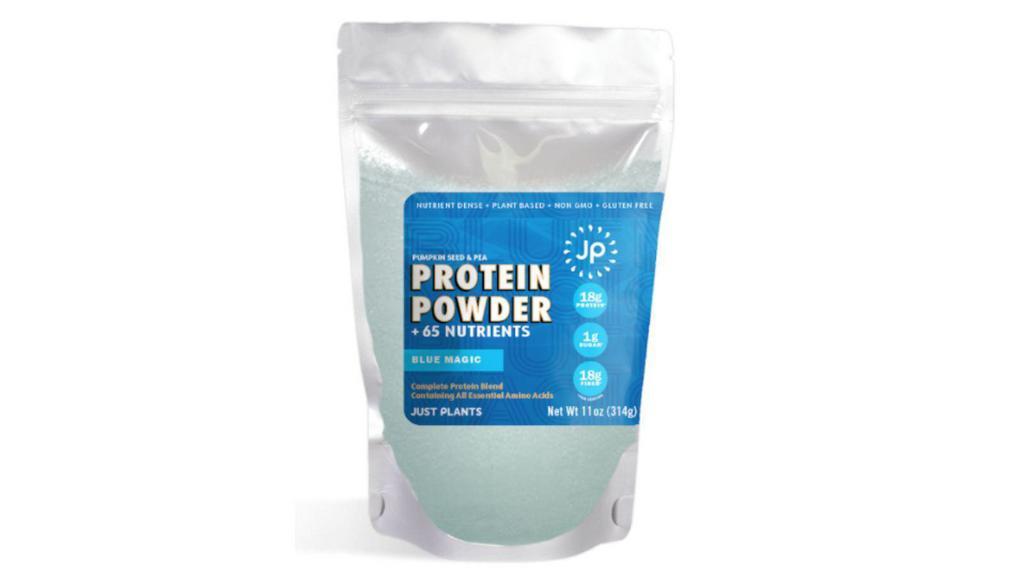 Jp Blue Magic Protein Powder (11 Oz) · Plant protein powder made with our famous Blue Magic spirulina with 65 nutrients, 18g protein, 18g fiber, and only 1g sugar per serving!