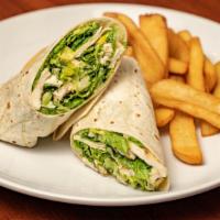 Caesar Wrap · Grilled Chicken Breast, Romaine Lettuce, Parmesan Cheese, and Caesar Dressing.
