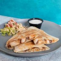 Cbr Quesadilla · grilled chicken, bacon, jack cheese, onions and peppers, side of ranch