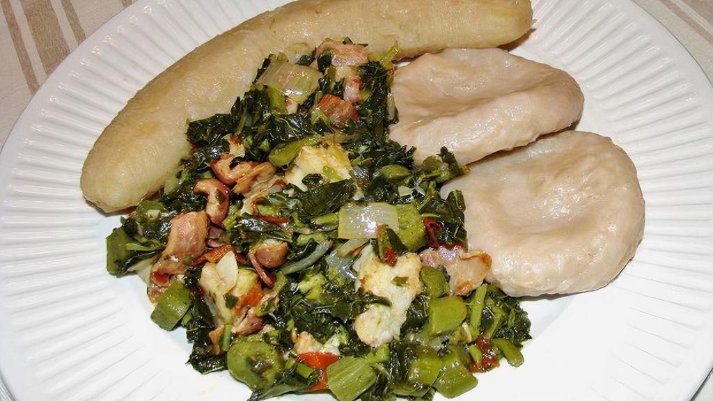Small Callaloo & Salt Fish · Please allow an extra 15 minutes for cook time.
