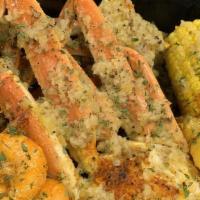 Tampa Bay Combo · 2 Large Lobster Tails 
2 snow crab clusters
10 shrimp
2 corn or broccoli 
And potatoes. Plea...