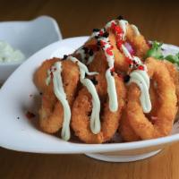 Fried Calamari · Breaded and deep fried squid. Served with wasabi aioli.
