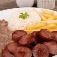 Brazilian Sausage Executive Lunch · Half pound of one meat and two sides.