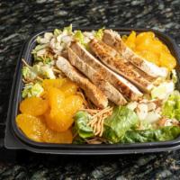Asian Salad · Romaine, mandarin oranges, green peppers, sliced almonds, crispy wonton strips, and fat free...