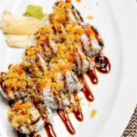 Lady In Pink · In: Shrimp Temp, Spicy Tuna, Crab Salad, Cucumber
Out: Eel Sauce, Tempura Flakes and Masago