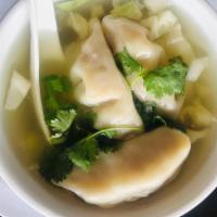 Gyoza Soup · Pork dumplings with clear broth soup.