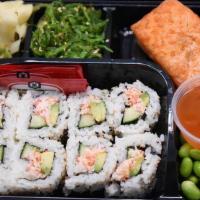Sweet Chilies Salmon Steak Bento Sweet Chilies Salmon Steak Bento · Grilled Salmon with Sweet Chilies serve with 8 Pieces of California Roll , Edamame Beans and...