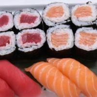 Tuna & Salmon Plate · 4 Tuna Roll , 4 Salmon Roll
2 Nigiri Tuna and 2 Nigiri Salmon