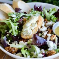 #21 French Field Greens Salad · Fresh Goat Cheese, dried cranberries, mustard-shallot vinaigrette, and fresh bread.
