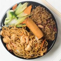 Special Lo Mein · Served with vegetable egg roll 
And Pork Fried Rice
