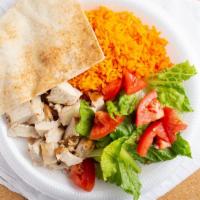 Special Chop · Chopped grilled chicken breast, rice, lettuce, tomatoes, and pita. Served with your choice o...