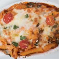 Baked Ziti · Sautéed with Marinara, Imported Ricotta Parmesan, then topped with Mozzarella and Baked to P...