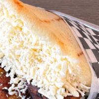 Arepa Platano Y Queso · {as delicious as it sounds! fried plantains with organic white cheese}