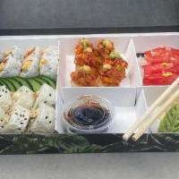 The Sushi Box* · ENJOY OUR STYLISH SUSHI BOX THAT INCLUDES 4 ROLLS, NIGIRI AND/OR CRISPY RICE OF YOUR CHOICE