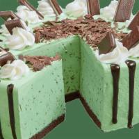 Mint Chocolate Meltdown Ice Cream Cake · Chocolate cake bottom, Cool mint Ice Cream, Fudge, Chocolate chips, Ande's mints, whipped cr...