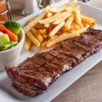 Skirt Steak Ranchero · Charbroiled ten ounces. Entrees served with two sides.