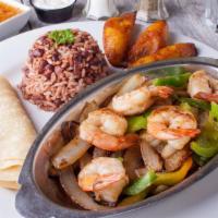 Grilled Shrimp Fajitas · Entrees served with two sides.