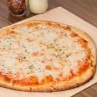 Margherita Pizza · Romaine tomato sauce and melted mozzarella cheese, flavored with garden grown basil, fresh g...