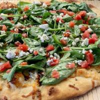 Spinaci E Gorgonzola Pizza · Fresh baby spinach leaves lightly marinated in extra virgin olive oil, melted mozzarella and...