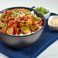 Red Thai Curry Rice Bowl · Thai time! Beef red thai curry over steamed rice garnished with black & white sesame seeds a...