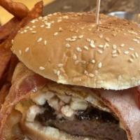 Bacon Cheese Burger · Top menu item. Served with cheese, bacon and fresh vegetables and sauces.