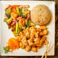 Hibachi Chicken (8 Oz.) · Comes with steam rice, or $2.5 charge for fried rice. Brown rice $2.5.