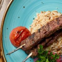 Meat Kafta Kabob · Two skewers of select cut ground seasoned beef with parsley, served with angel hair rice and...