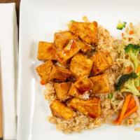 G1 Tofu · Deep fried Tofu glazed with Teriyaki sauce, served with Grilled Mixed Vegetables and Steamed...