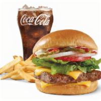 Dave'S Combo · A quarter-pound* of fresh beef, American cheese, crisp lettuce, tomato, pickle, ketchup, may...