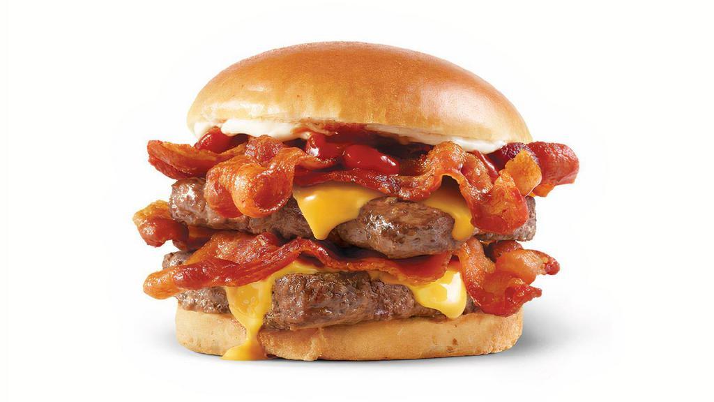 Baconator® · A half-pound* of fresh beef, American cheese, 6 pieces of crispy Applewood smoked bacon, ketchup, and mayo. Carnivores rejoice!