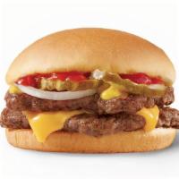 Double Stack™ · Two patties of fresh, never frozen beef with cheese, ketchup, mustard, pickle, and onion. It...