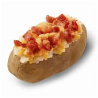 Bacon Cheese Baked Potato · Hot and fluffy potato topped with creamy cheese sauce, shredded cheese, and Applewood smoked...