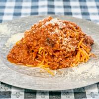 Spaghetti With Meat Sauce · Spaghetti tossed in homemade meat sauce.